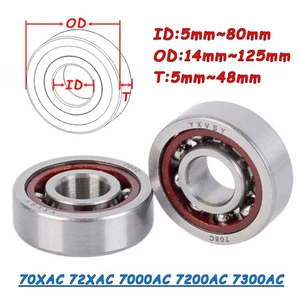 Single Row Angular Contact Ball Bearing 7000AC 7200AC 7300AC 70XAC 72XAC - Picture 1 of 7