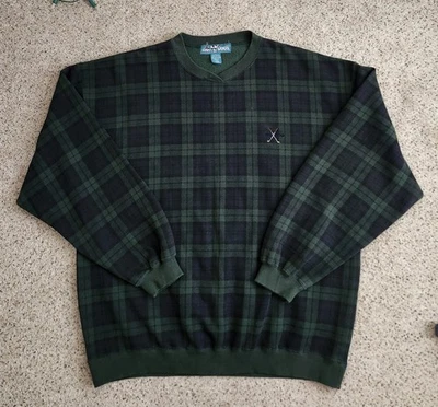 Big Dogs Green Plaid Golf Sweater Size Large Fall - Image 1 of 4