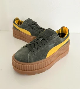 PUMA x Fenty Creeper scollato scamosciato plateau verde giallo Brasile donna 5,5 NUOVO - Foto 1 di 12