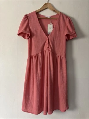 Vestido Mango Melocotón Cuello en V Talla XS UK 6 NUEVO CON ETIQUETAS Foto 1 de 4
