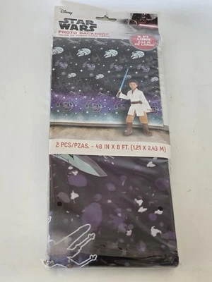 DISNEY Starwars Birthday Party PHOTO BACKDROP 2 Piece 8 ft. x 4 ft. NIP - Image 1 of 4