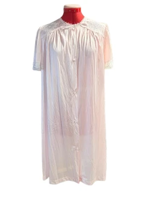 Bata Peignoir vintage nueva con etiquetas bordada con encaje Old Hollywood rosa melocotón talla S/M NUEVA Foto 1 de 4