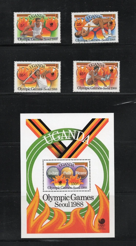 S6224 Uganda 1988 Juegos Olímpicos conjunto y hoja MNH Foto 1 de 1
