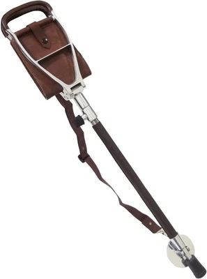 HIGH QUALITY BROWN LEATHER SHOOTING STICK RACING FOLDING SEAT SHOWS CHAIR STOOL - Image 1 of 4