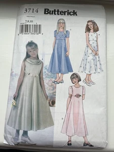 Butterick 3714 Mädchen Anlass/Brautjungfer Kleid Muster - Größe 7,8,10 - ungeschnitten - Bild 1 von 2
