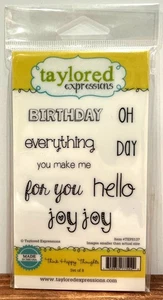 Taylored Expressions Clear Stamps "Think Happy Thoughts" Set Of 8 TEPS137 - Picture 1 of 2