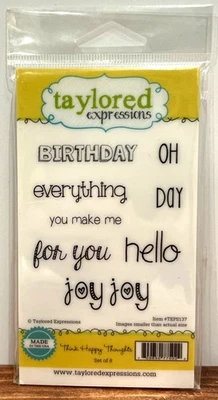 Juego de 8 estampillas transparentes Taylored Expressions "Piensa pensamientos felices" TEPS137 Foto 1 de 2