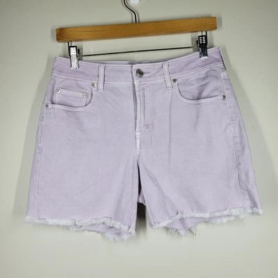 Pantalones cortos de mezclilla Gap lavanda púrpura claro tiro medio 5" dobladillo crudo corte 4 27 Foto 1 de 4