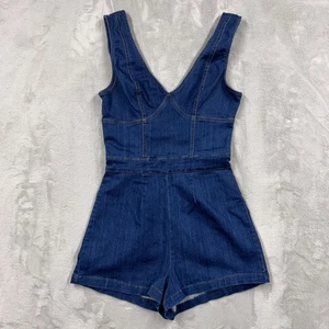 IRIS Damen Denim ärmellos V-Ausschnitt Strampler Shorts Gr. S blau Jeans Einteiler - Bild 1 von 7