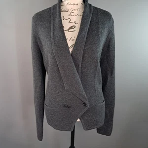 Loft Ann Taylor Knit Sweater Cardigan Wool Gray Pockets Size Small 50% Wool - Picture 1 of 6