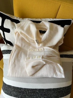 Nuevo Suéter Talbots Para Mujer Pura Lana Merino Talla XL Marfil Capucha Cuello Pullover Foto 1 de 4