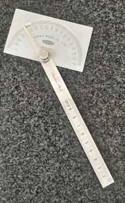 Shinwa Rules Co. Ltd. stainless steel protractor  made in Japan - Image 1 of 4