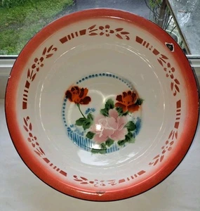 Cuenco vintage con diseño rosa esmaltado marca mariposa - Imagen 1 de 11
