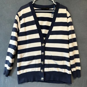 Vintage Liz Sport Boating Cardigan Yacht Stripes Sailing Womens Small Academia - Picture 1 of 13