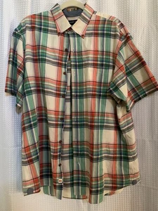 Land’s End Men Large Short Sleeve Plaid Shirt 16 16.5 - Picture 1 of 5