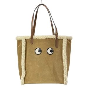 Auth Anya Hindmarch Eyes 195188 Brown Cream Dark Brown Mouton Leather - Tote Bag - Picture 1 of 20
