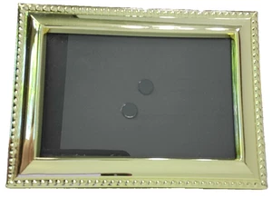 Vintage Gold Beaded Edge Photo Frame 4x5 Ornate Brass Look Hollywood Regency - Picture 1 of 9