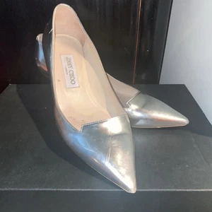 Jimmy Choo Kitten Heel Pumps Siver & Metallic Women's Size 37.5 US 7 - Picture 1 of 9