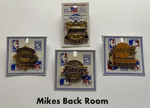 Vintage 1987-88 LOS ANGELES LAKERS CHAMPS Back-Back PINS NEW Old Stock PACK of 4 - Picture 1 of 6