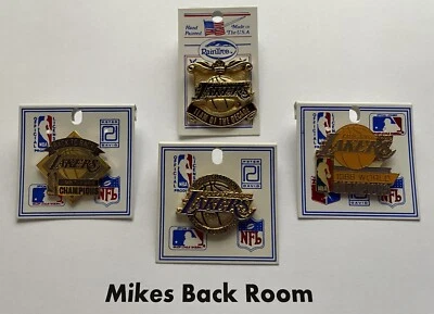 Vintage 1987-88 LOS ANGELES LAKERS CHAMPS Back-Back PINS NEW Old Stock PACK of 4 - Image 1 of 4