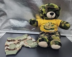 Build a Bear grüne Tarnfarbe Tarnung 16" Plüsch Teddybär Stofftier. W Outfit - Bild 1 von 10
