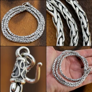 HANDGEMACHTE GEFLOCHTENE SCHLANGE 925 STERLINGSILBER HERREN HALSKETTE SEIL KETTE 18 20 24 26" - Bild 1 von 12