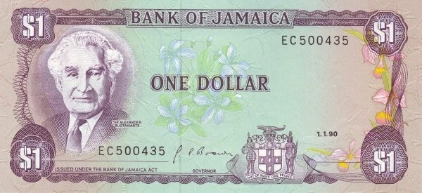 Jamaique 1990 billet de 1 Dollars pick 68Ad neuf UNC Uncirculated - Photo 1/2