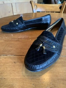 Paola De Marco Black Gold  Suede Vamp Crocodile Strap Loafers Handmade  13 M - Picture 1 of 10