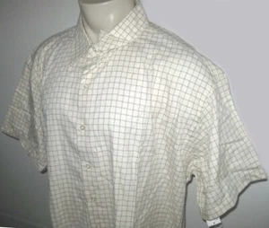 NEW XXL VAN HEUSEN MENS SHIRT Beige Checks Button Front Short Sleeve 2X 2XL - Picture 1 of 2