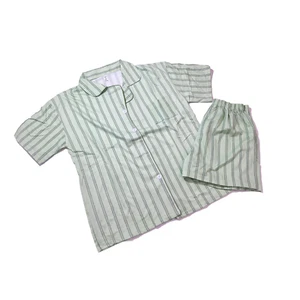 Women Pajama 2PCs Set Striped Print Soft Short Sleeve Pajamas & Shorts - Picture 1 of 3