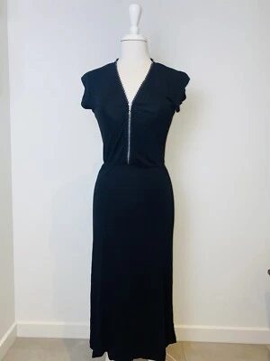 Vestido midi H&M by Madonna negro diamante cremallera frontal talla EUR 36/US 6/AUS 10/S rayón Foto 1 de 4