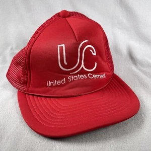 Sombrero de cemento de Estados Unidos para hombre ajustable rojo camionero malla a presión de colección angustia - Imagen 1 de 10