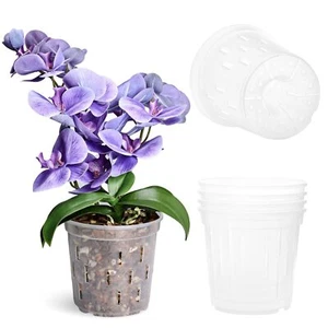 truedays clear orchid pot (4-pack) - 6 inch orchid pots with holes - plastic ... - Picture 1 of 6