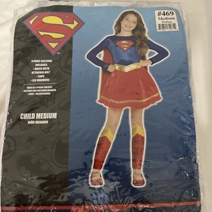 DC Supergirl Girls Halloween Child Size 8 to 10 Medium. 4 Pc Costume: Dress, . - Picture 1 of 9