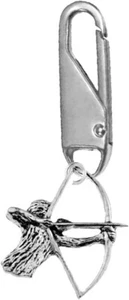 C23 Archer Bowman charm on SILVER SNAP Detachable Zipper Pulls for Bags Coats - Picture 1 of 4