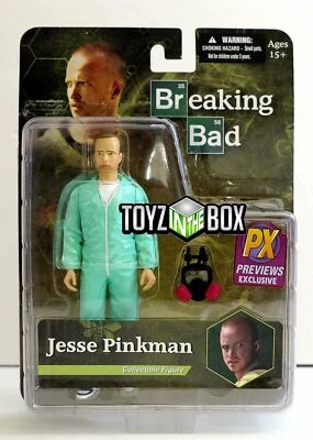 Figura de acción exclusiva de Breaking Bad Mezco Jesse Pinkman Blue Hazmat Suit PX Foto 1 de 3