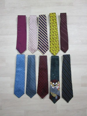 Lote de (10) gravatas masculinas vintage designer - Longchamp Dior Barney's Grateful Dead - Imagem 1 de 4