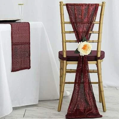 Extra Wide Sequin Chair Sash Party Wedding Reception Catering Decorations Sale - Image 1 of 4