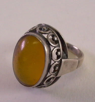 - toller Bernstein Ring 琥 - 835er Silber gefasst - Butterscotch - Bild 1 von 4