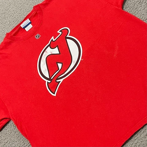 New Jersey Devils T Shirt Mens L Red Stephen Gionta #14 Short Sleeve Reebok NHL Cover
