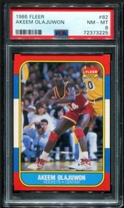 PSA 8 NM MINT 1986 FLEER AKEEM HAKEEM OLAJUWON #82 ROOKIE RC ROCKETS 73225 SD261 - Picture 1 of 1