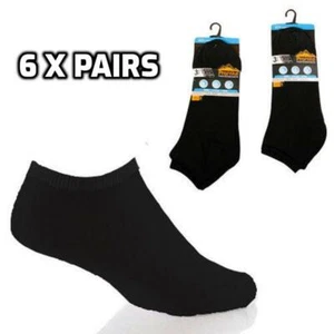 6 X Pairs of Trainer Socks Black Ankle Size Men 6-11 Cotton Rich Sport Thin Cool - Picture 1 of 2