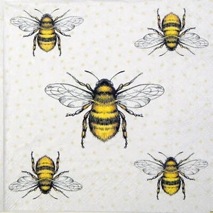 4x Single Paper Napkins for Decoupage and Party - Bees - Picture 1 of 2