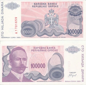 Bosnia / Bosnien / Banja Luka - 100000 Dinara 1993 UNC - Pick 154 - Picture 1 of 1