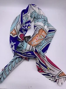 $85 Echo large square scarf paisley bright sherbet colors K218 - Picture 1 of 9