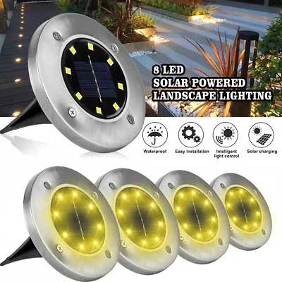 4x LED Solarlampe Bodenstrahler Gartenlicht Warmweiß Außen Bodeneinbauleuchte - Bild 1 von 4