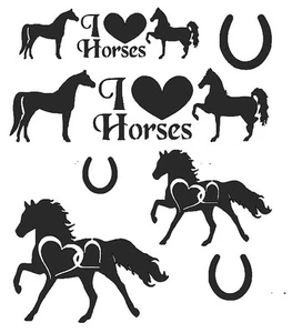 STENCILS CRAFTS TEMPLATES SCRAPBOOKING I LOVE HORSES STENCIL - A4 MYLAR - Picture 1 of 1