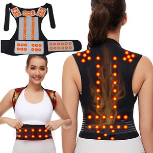 Magnetic Posture Corrector Back Brace Lumbar Shoulder Self-heating Support Belt - Picture 1 of 16