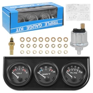 Kit de calibre triple medidor de temperatura de agua medidor de presión de aceite 2"" 52 mm 3 en 1 - Imagen 1 de 13