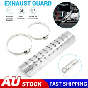 Universal Chrome Exhaust Muffler Pipe Heat Shield Cover Heel Guard Motorcycle - Picture 1 of 12